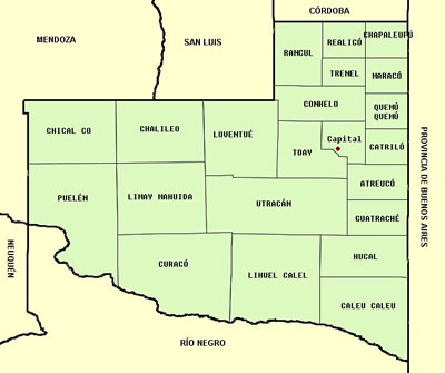 División administrativa de la provincia de La Pampa y su capital.